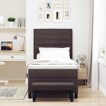 Box spring seng med hovedgærde Mørk Brun 100 x 200 cm Stof