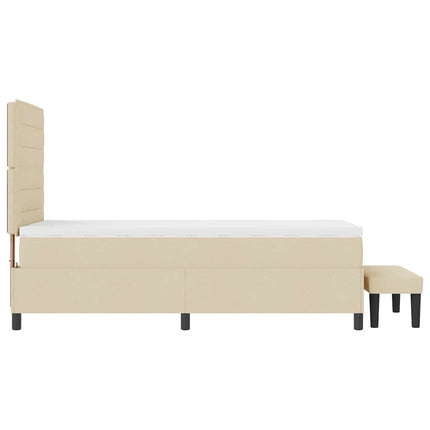 Box spring seng med pude med hovedgærde Creme 100 x 200 cm Stof