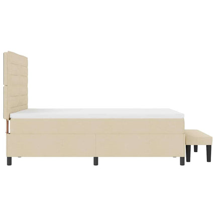 Box spring seng med hovedgærde Creme 140 x 190 cm Stof