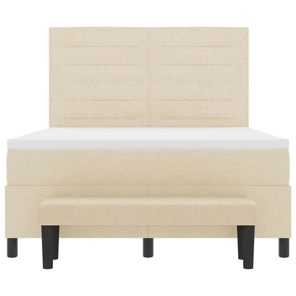 Box spring seng med hovedgærde Creme 140 x 200 cm Stof