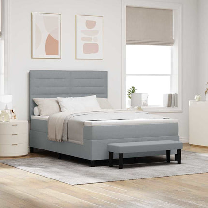Box spring seng med hovedgærde Lysegrå 160 x 200 cm Stof
