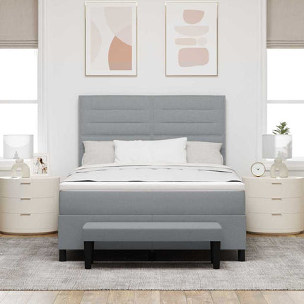 Box spring seng med hovedgærde Lysegrå 160 x 200 cm Stof