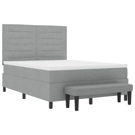 Box spring seng med hovedgærde Lysegrå 160 x 200 cm Stof