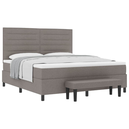 Box spring seng med hovedgærde Gråbrun 180 x 200 cm Stof