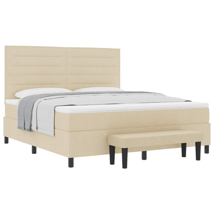 Box spring seng med pude med hovedgærde Creme 180 x 200 cm Stof