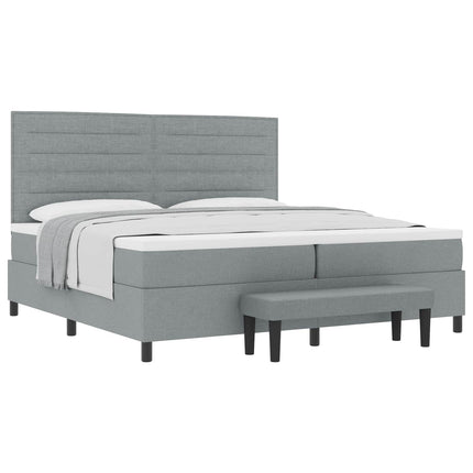 Box spring seng med hovedgærde Lysegrå 200 x 200 cm Stof