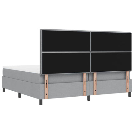Box spring seng med hovedgærde Lysegrå 200 x 200 cm Stof
