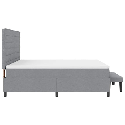 Box spring seng med hovedgærde Lysegrå 200 x 200 cm Stof