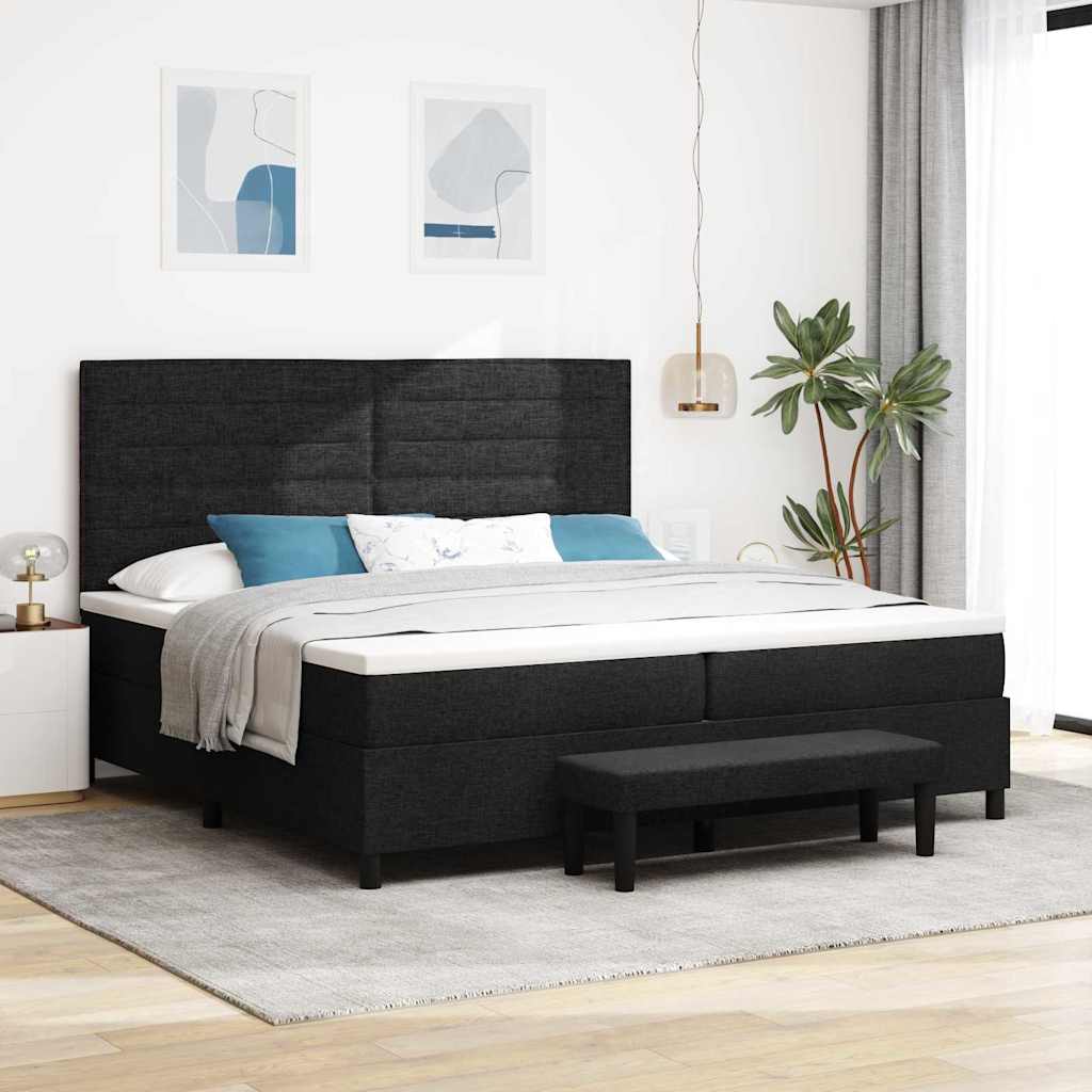 Box Spring Seng Med Madras Sort 200 X 200 Cm Stof - Vidaxl