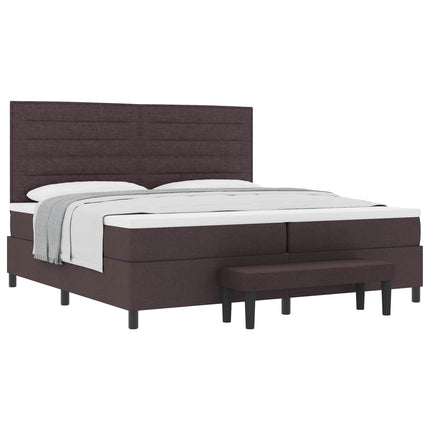Box spring seng med madras Mørk Brun 200 x 200 cm Stof
