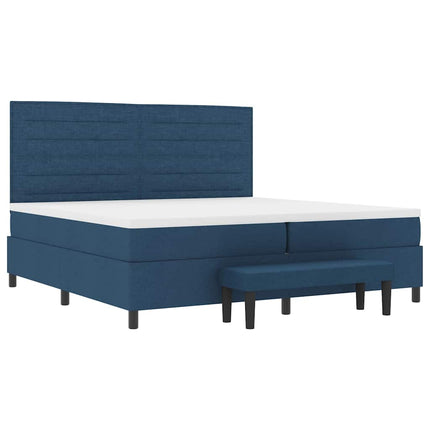 Box spring seng med hovedgærde Blå 200 x 200 cm Stof