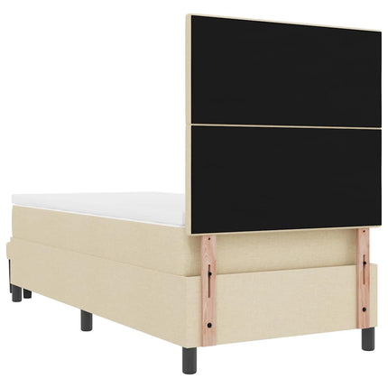 Box spring seng med hovedgærde Creme 90 x 190 cm Stof
