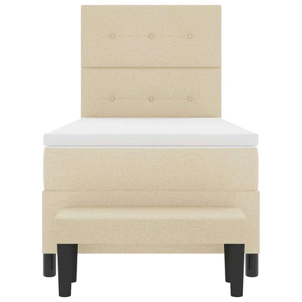 Box spring seng med hovedgærde Creme 90 x 190 cm Stof