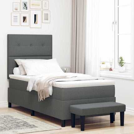 Box spring seng med hovedgærde Mørkegrå 90 x 200 cm Stof