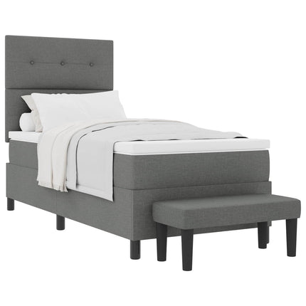 Box spring seng med hovedgærde Mørkegrå 90 x 200 cm Stof
