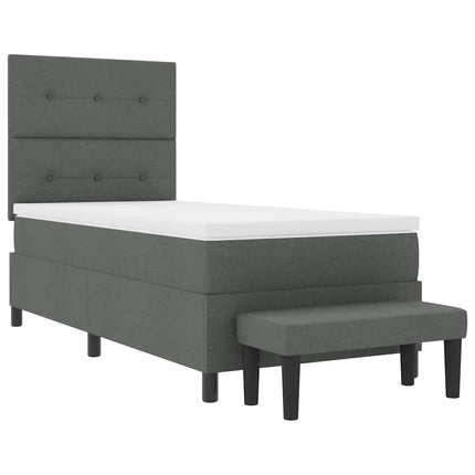 Box spring seng med hovedgærde Mørkegrå 90 x 200 cm Stof