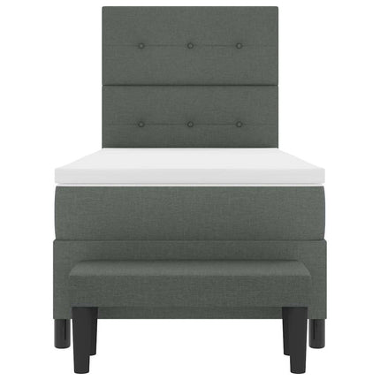 Box spring seng med hovedgærde Mørkegrå 90 x 200 cm Stof