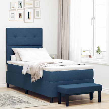 Box spring seng med hovedgærde Blå 90 x 200 cm Stof