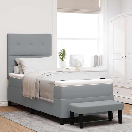 Box spring seng med hovedgærde Lysegrå 100 x 200 cm Stof