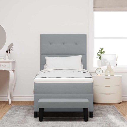 Box spring seng med hovedgærde Lysegrå 100 x 200 cm Stof