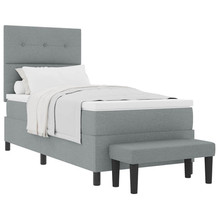 Box spring seng med hovedgærde Lysegrå 100 x 200 cm Stof