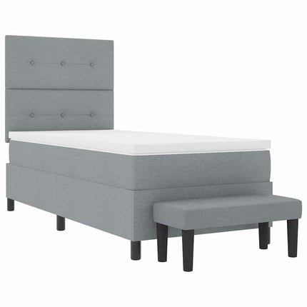 Box spring seng med hovedgærde Lysegrå 100 x 200 cm Stof