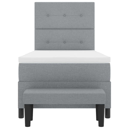 Box spring seng med hovedgærde Lysegrå 100 x 200 cm Stof