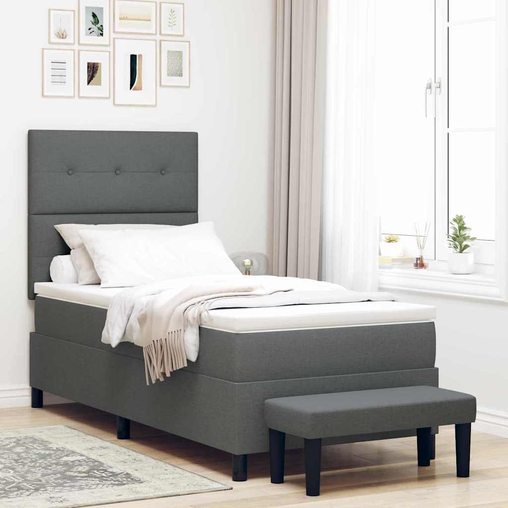 Box spring seng med hovedgrde Mrkegr 100 x 200 cm Stof