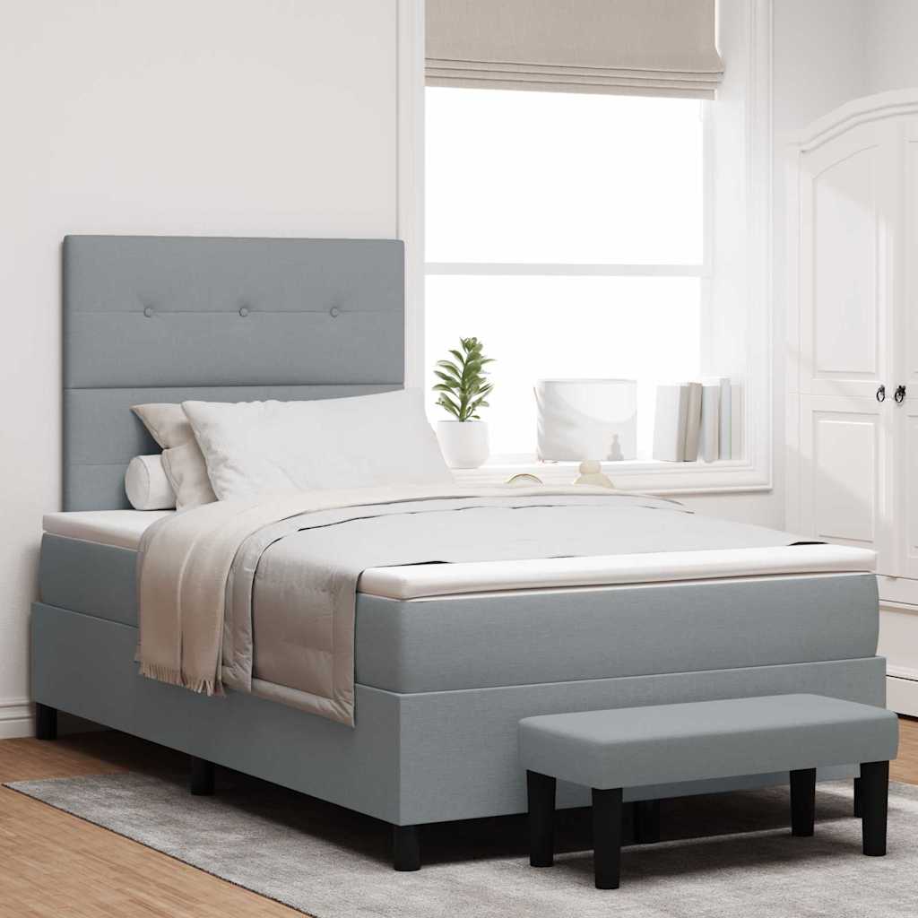 Box spring seng med hovedgrde Lysegr 120 x 190 cm Stof