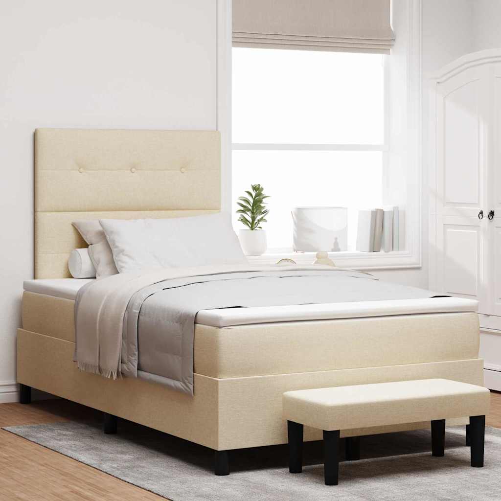 Box spring seng med hovedgrde Creme 120 x 190 cm Stof