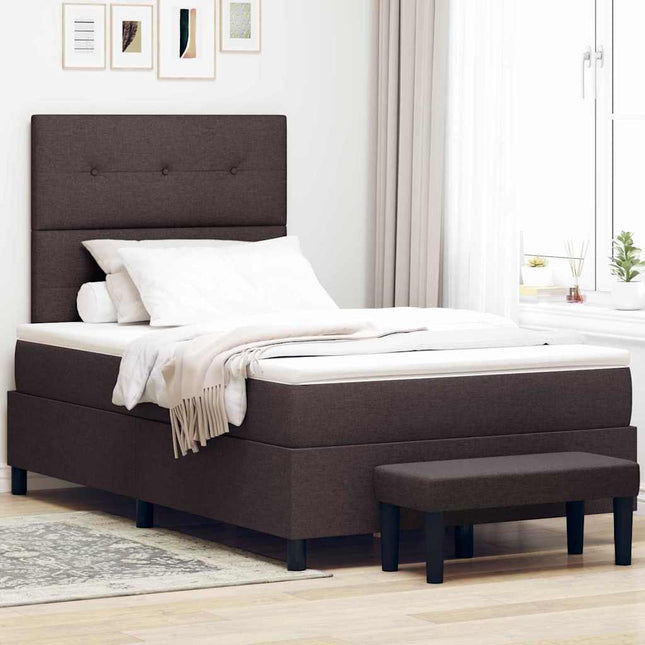 Box spring seng med pude Mørk Brun 120 x 200 cm Stof