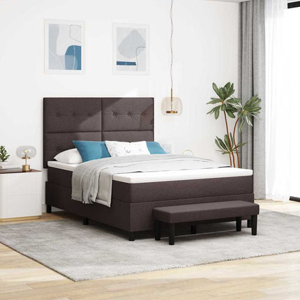Box spring seng med hovedgærde Mørk Brun 140 x 200 cm Stof