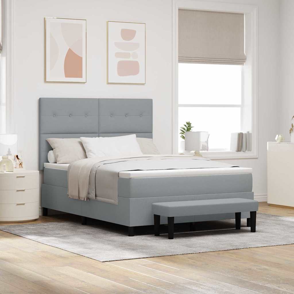 Box spring seng med hovedgrde Lysegr 160 x 200 cm Stof