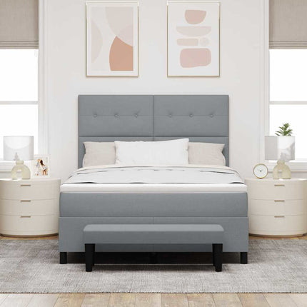 Box spring seng med hovedgærde Lysegrå 160 x 200 cm Stof