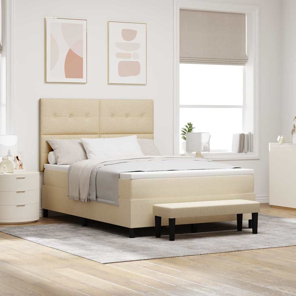Box spring seng med hovedgrde Creme 160 x 200 cm Stof