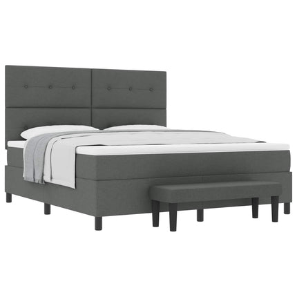 Box spring seng med hovedgærde Mørkegrå 180 x 200 cm Stof