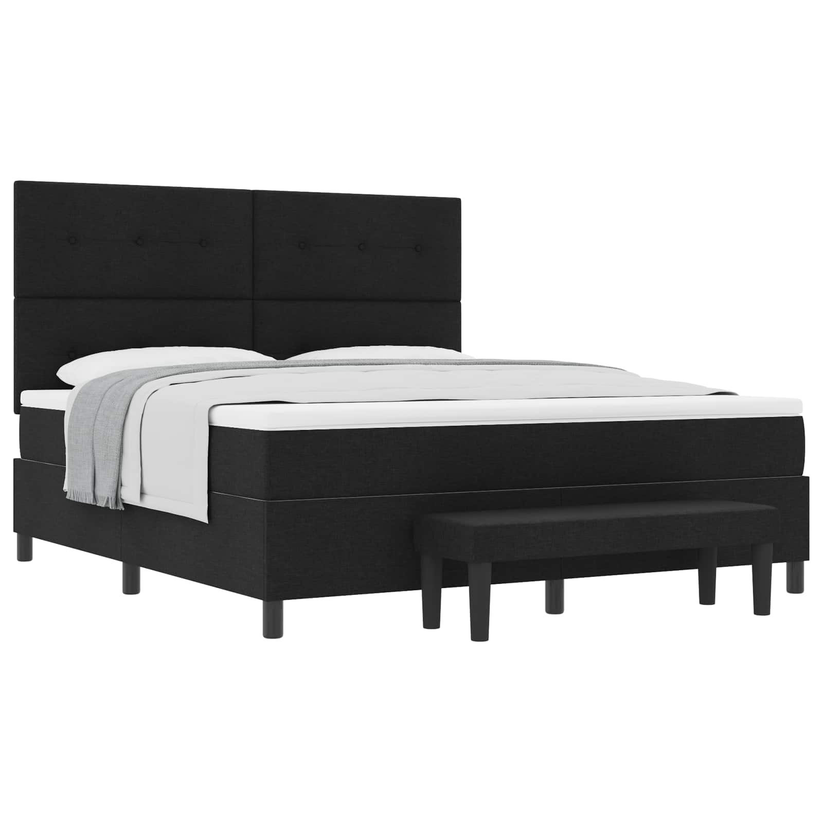 Box spring seng med madras Sort 180 x 200 cm Stof