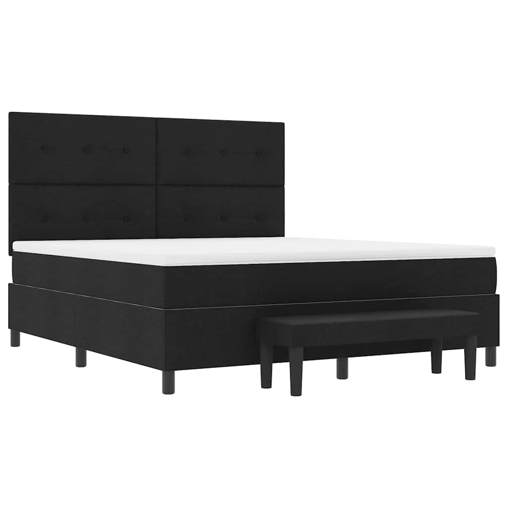 Box spring seng med madras Sort 180 x 200 cm Stof