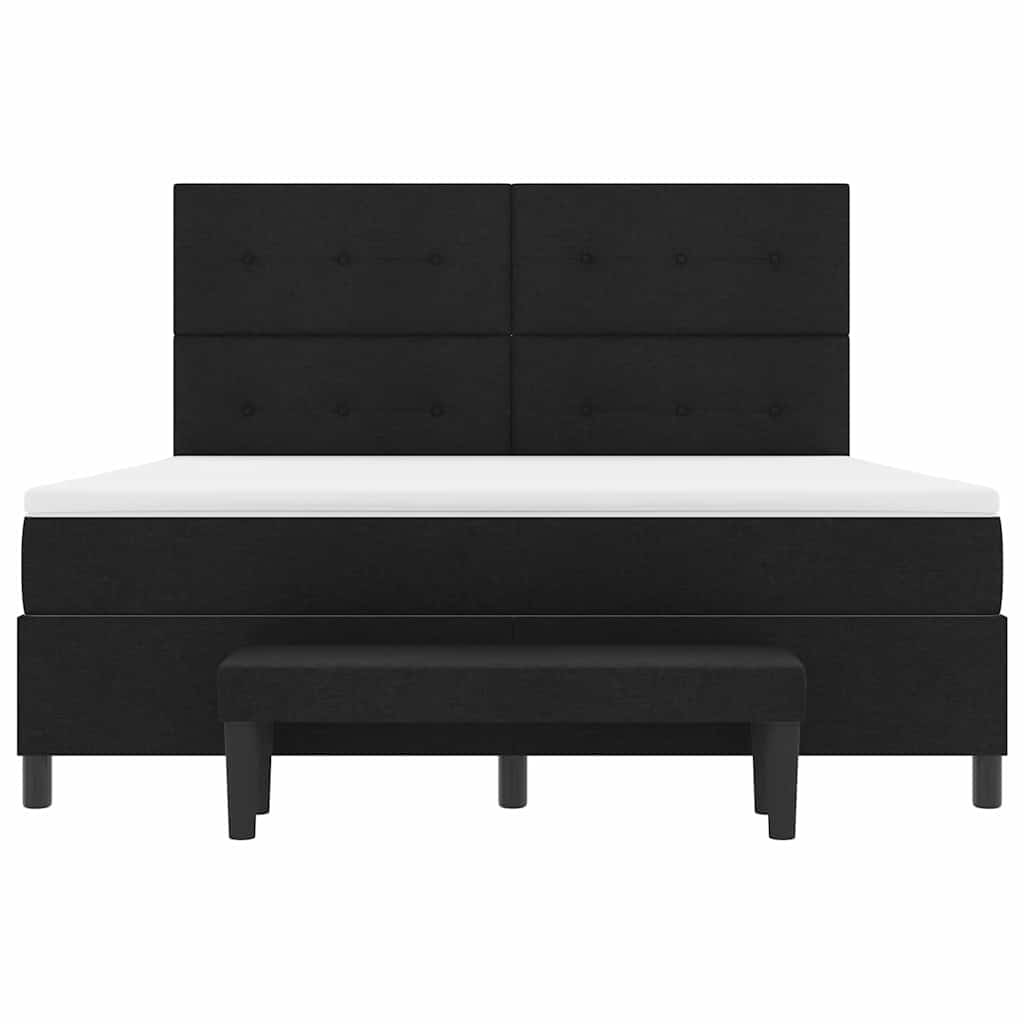 Box spring seng med madras Sort 180 x 200 cm Stof