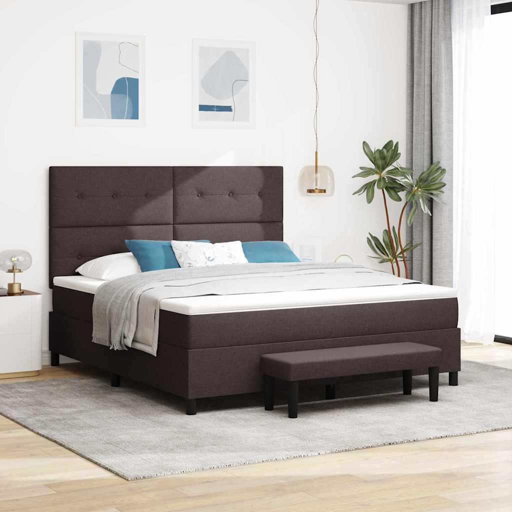 Kontinentalseng med hovedgærde 180 x 200 cm i stof - mørk brun