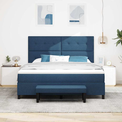 Box spring seng med hovedgærde Blå 180 x 200 cm Stof