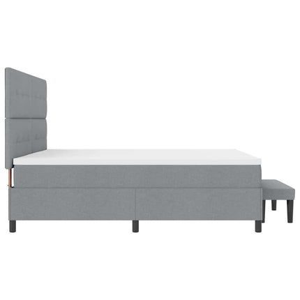 Box spring seng med hovedgærde Lysegrå 200 x 200 cm Stof