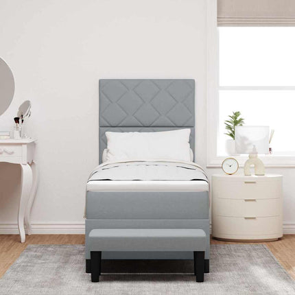 Box spring seng med hovedgærde Lysegrå 80 x 200 cm Stof