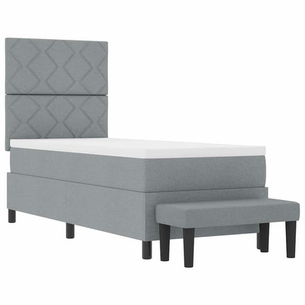Box spring seng med hovedgærde Lysegrå 80 x 200 cm Stof