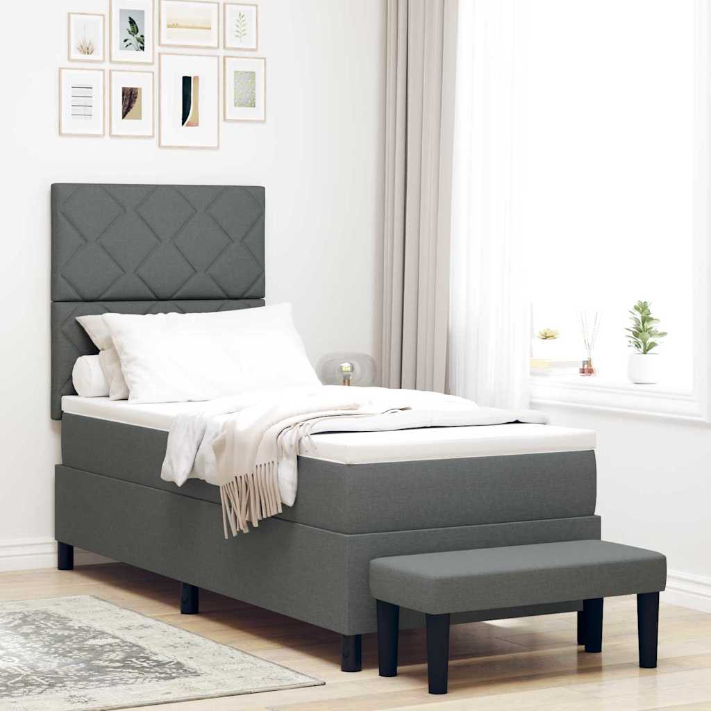 Box spring seng med hovedgrde Mrkegr 80 x 200 cm Stof