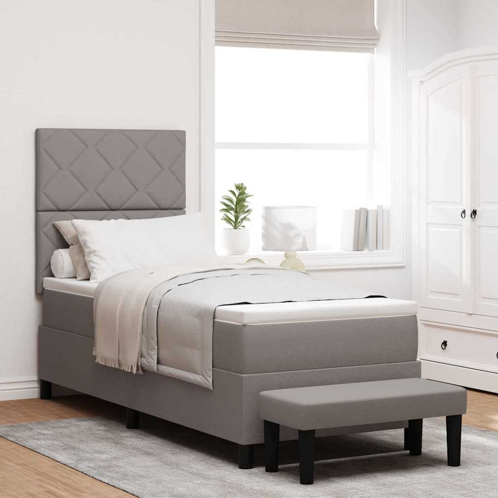 Box spring seng med hovedgrde Grbrun 80 x 200 cm Stof