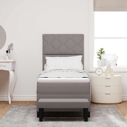 Box spring seng med hovedgærde Gråbrun 80 x 200 cm Stof