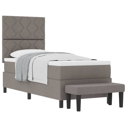 Box spring seng med hovedgærde Gråbrun 80 x 200 cm Stof