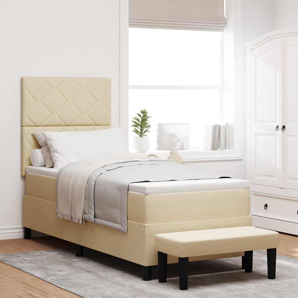 Box spring seng med hovedgrde Creme 80 x 200 cm Stof