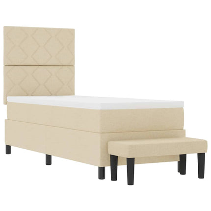 Box spring seng med hovedgærde Creme 80 x 200 cm Stof